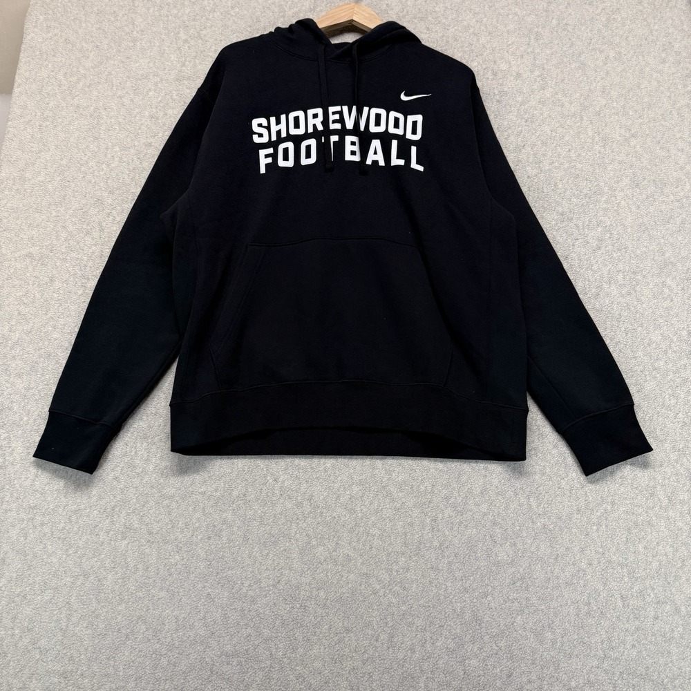 Nike Shorewood Football Hoodie Sweatshirt‎ Black Pullover Men's Large Swoosh